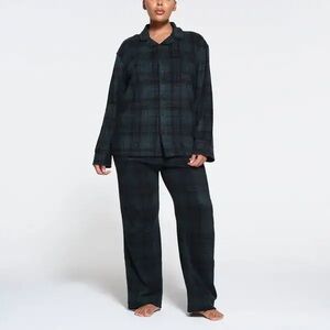 Skims green plaid fleece pajama set